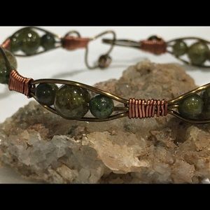 Green garnet cuff bracelet